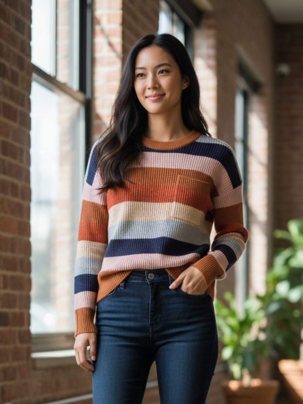 Madewell Thompson Pocket Pullover Sweater - Navy, Pink, Rust, Light Blue Size M